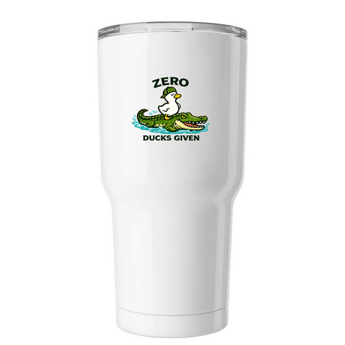 Zero Ducks Given Croc Tumbler, a White Insulated Tumbler