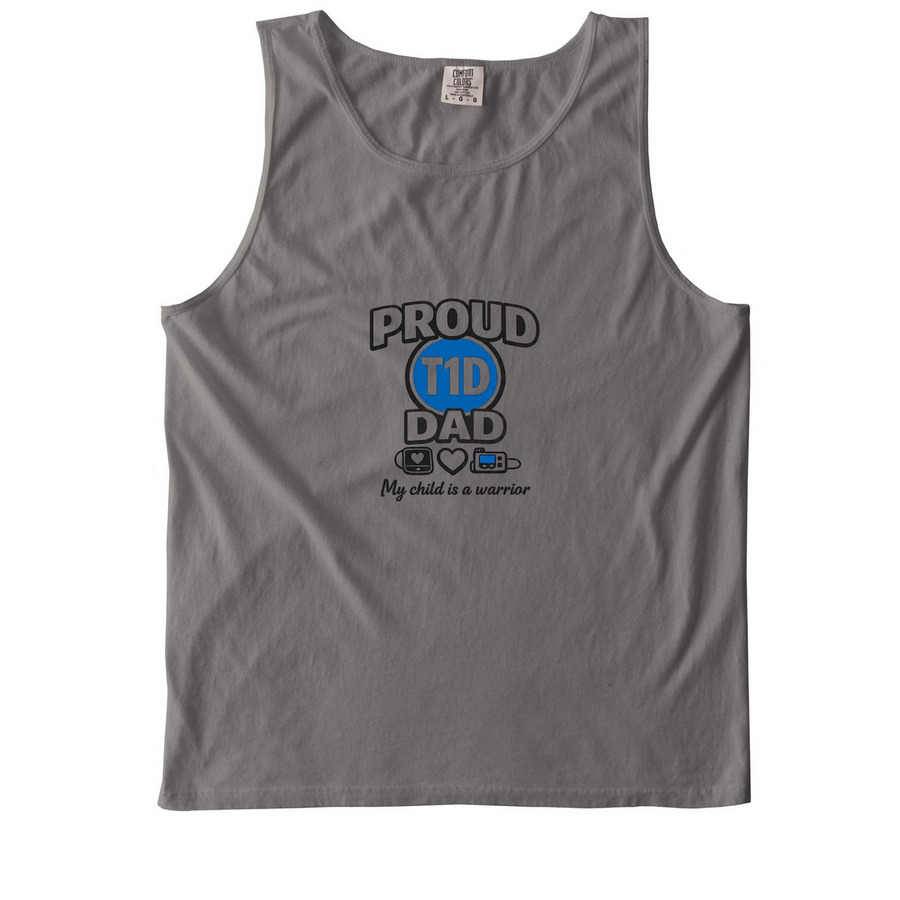 Proud T1D Dad, a Grey Comfort Colors Tank Top
