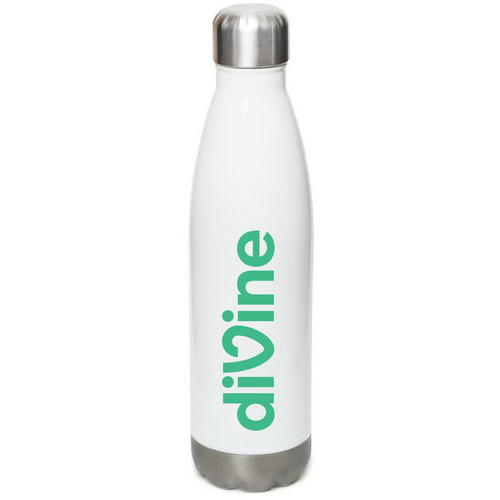 Divine Water Bottle, a White Stainless Steel Water Bottle
