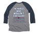 THE NURSES WHO WOULDN?T STAY SILENT., a Vintage Navy and Premium Heather 3/4 Sleeve Baseball Tee (back-view)