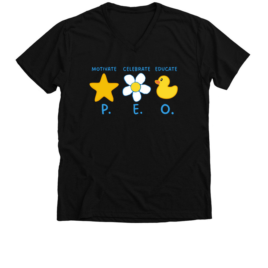 Motivate Celebrate Educate P.E.O., a Solid Black Blend Premium V-Neck Tee