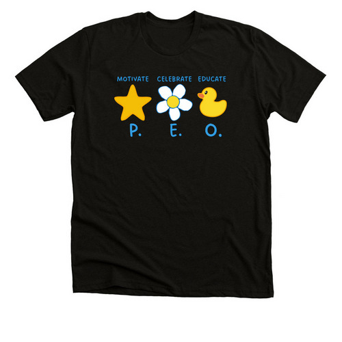 Motivate Celebrate Educate P.E.O., a Solid Black Blend Premium Unisex Tee