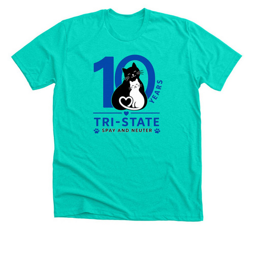 10 Years of Saving Lives, a Heather Sea Green Premium Unisex Tee
