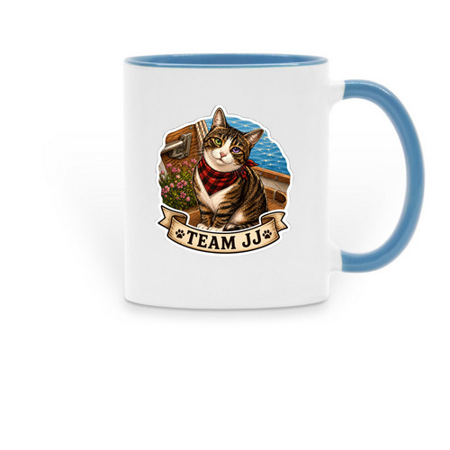 Team JJ, a Light Blue Two-Tone Ceramic Mug