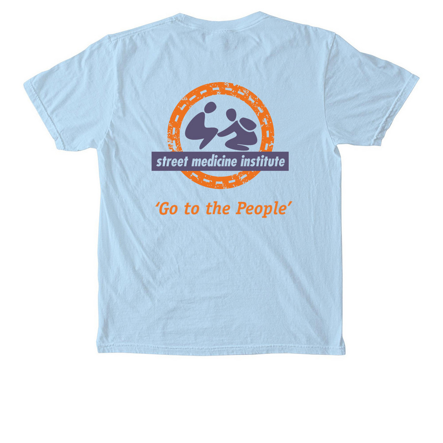 SMI Pocket Tee, a Chambray Comfort Colors Pocket Tee (back-view)