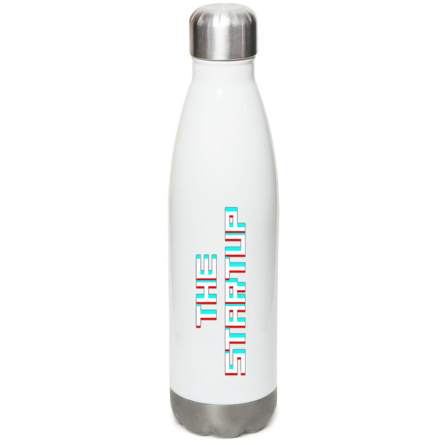 The Startup Water Bottle, a White Stainless Steel Water Bottle
