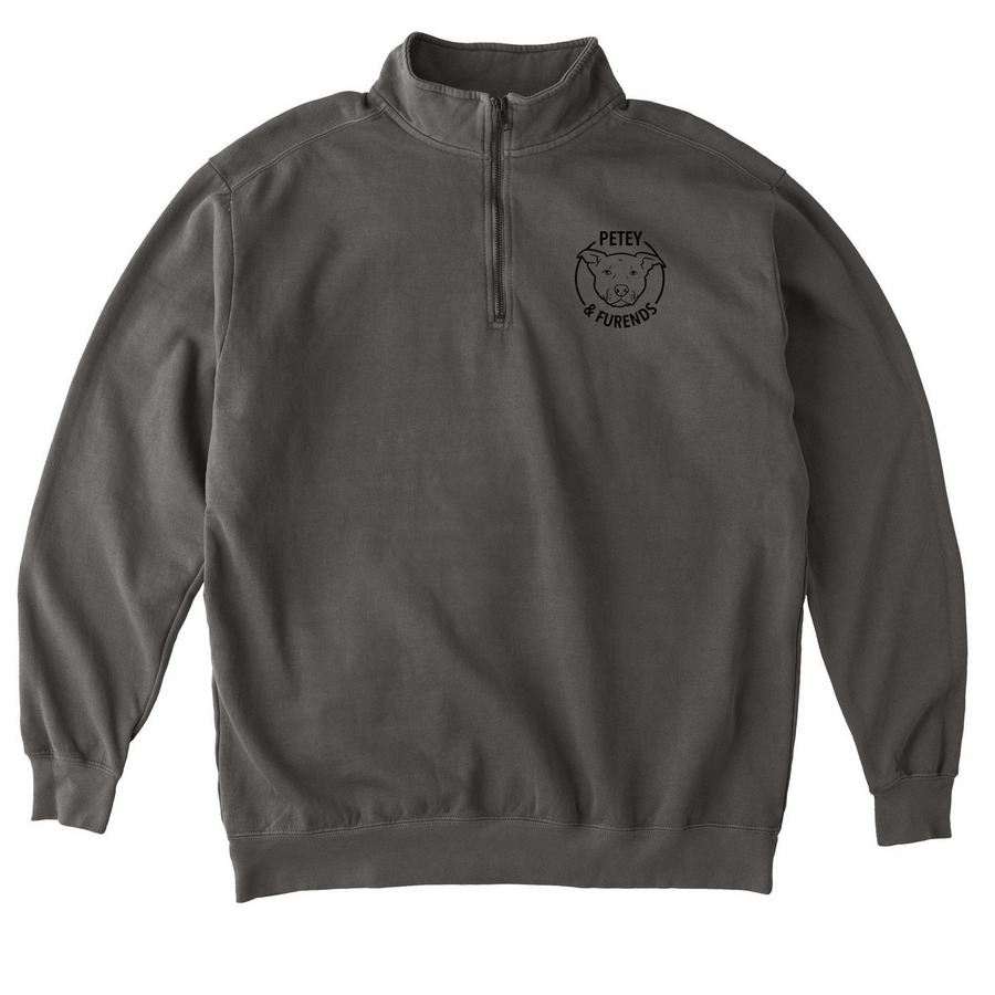 P&F Logo Full + Half Zip, a Pepper Comfort Colors Quarter Zip Pullover