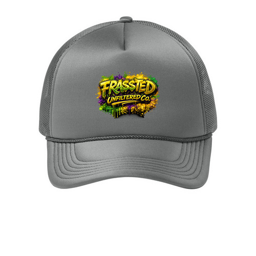 FRA$$TED UNFILTERED CO, a Deep Smoke Printed Foam Trucker Hat