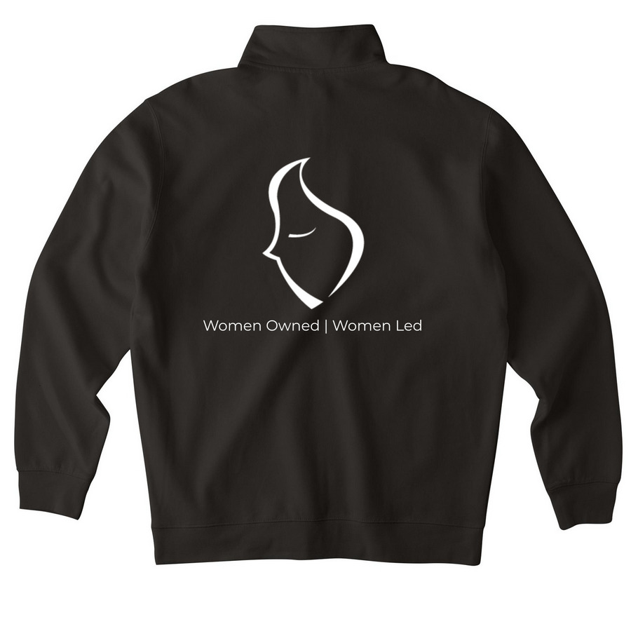ANEW Face Design Sweatshirts, a Black Midweight Quarter Zip Pullover (back-view)