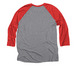 Alaska Public Media Baseball Tee, a Red and Premium Heather 3/4 Sleeve Baseball Tee (back-view)