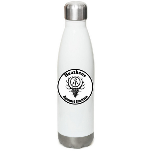 Heathens Against Racism - Welsh Druidry, a White Stainless Steel Water Bottle