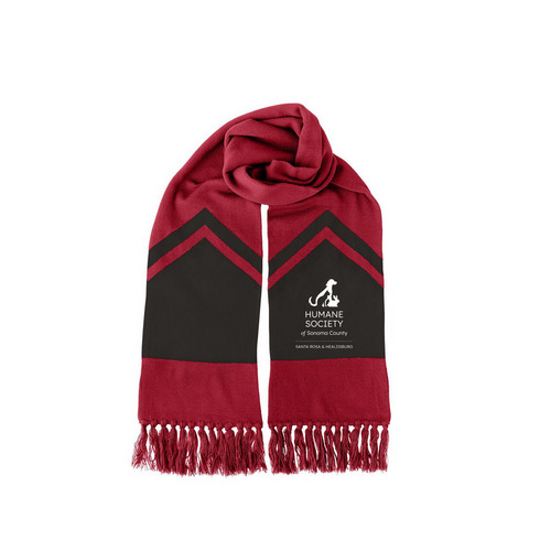 FF- HSSC Scarf - white logo, a Deep Red/ Black Two-Tone Gameday Scarf