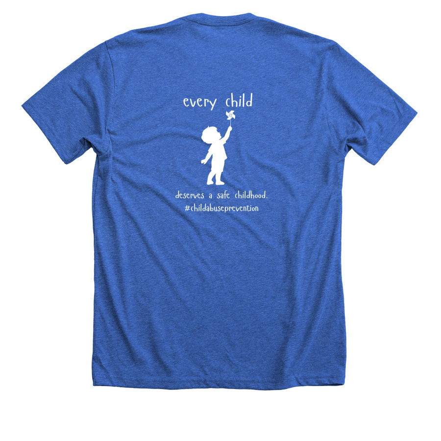 April is Child Abuse Prevention Month, a Heather True Royal Premium Unisex Tee (back-view)