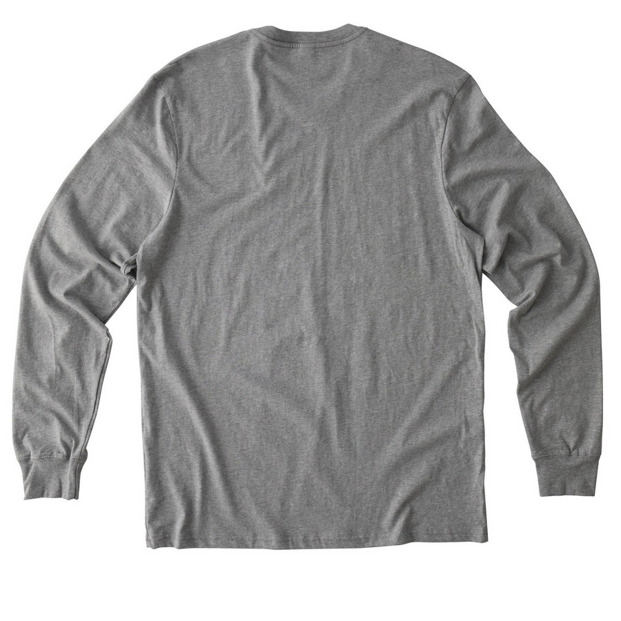 Pollinator Pathway basics, a Granite Grey Heather Allmade Organic Cotton Long Sleeve Tee (back-view)