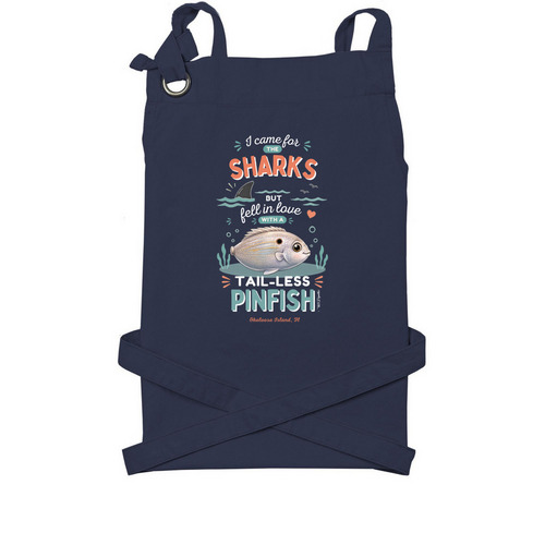 Tail-less Pinfish Aprons, a Navy Cotton Canvas Pocket Apron
