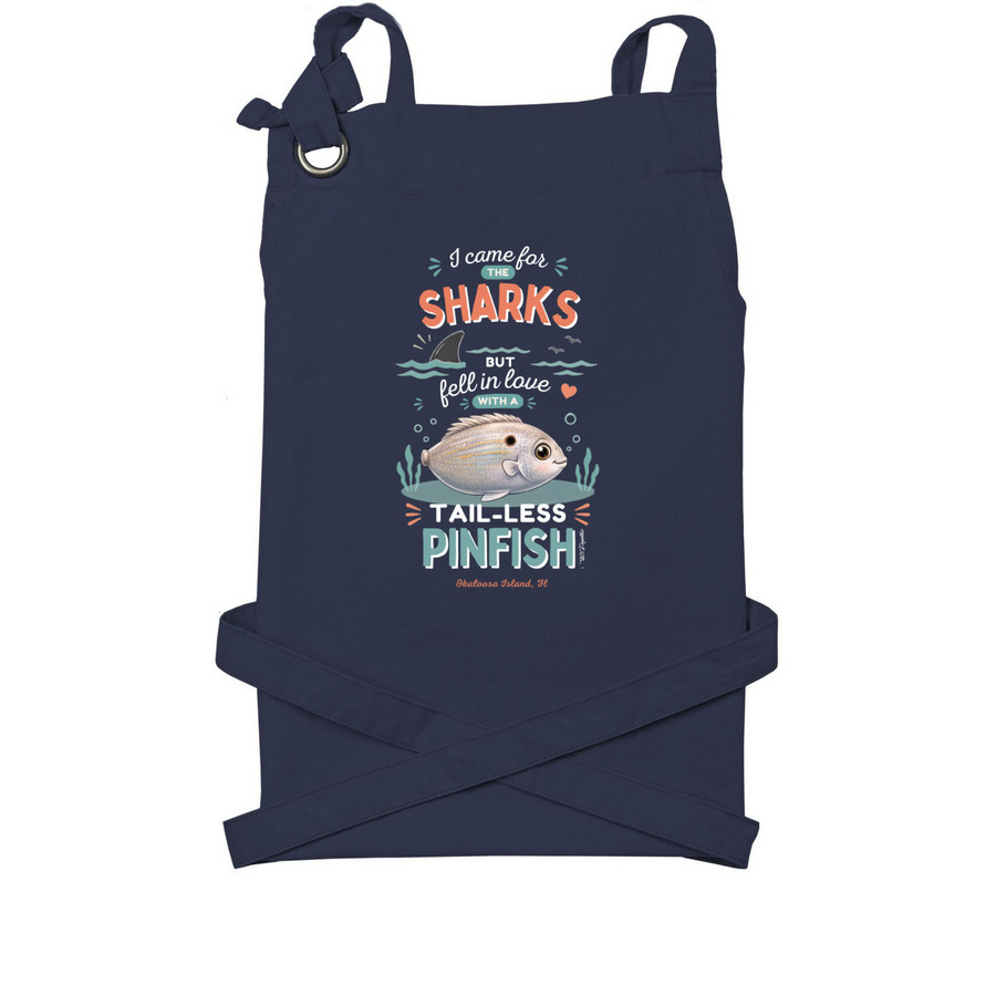 Tail-less Pinfish Aprons, a Navy Cotton Canvas Pocket Apron