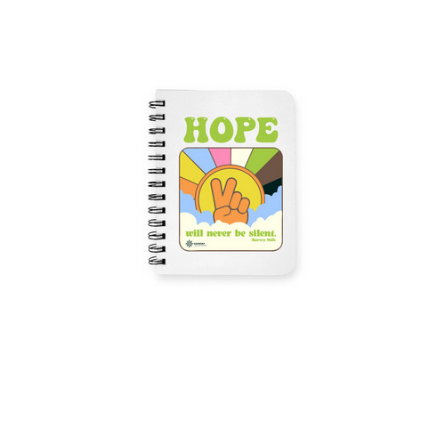 Harmony's 2024 Pride Notebooks, a White Spiral Notebook