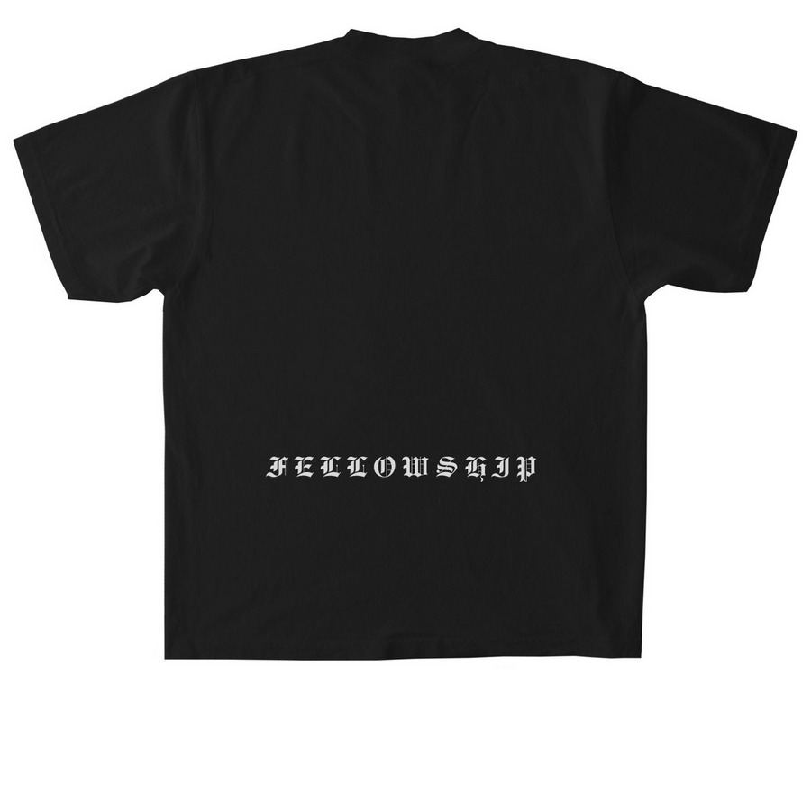 Fellowship Limited Edition, a Black Heavyweight Garment Dye Tee (back-view)