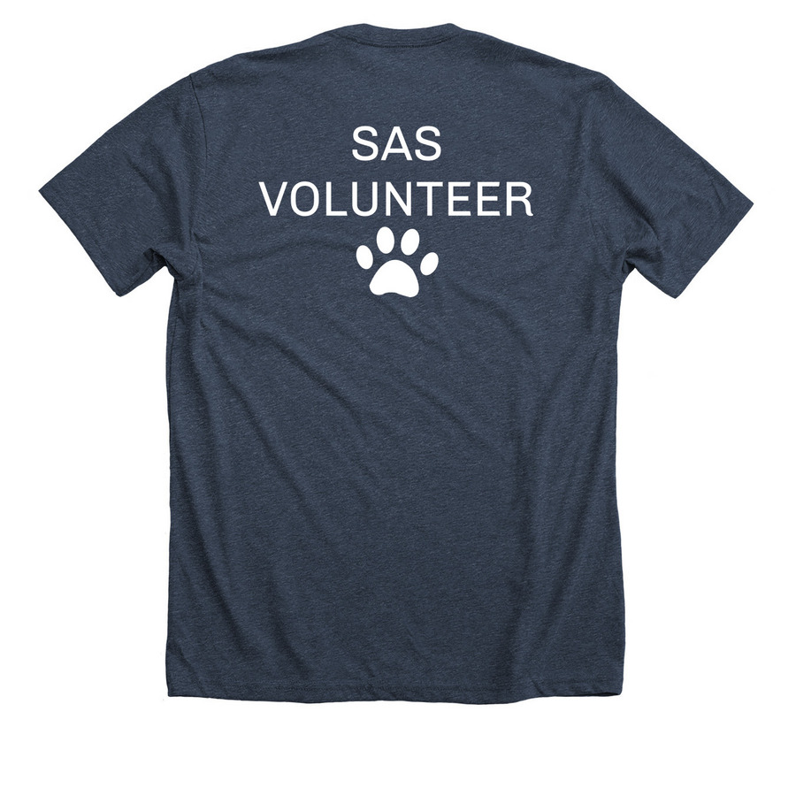 SAS Volunteer Gear, a Heather Midnight Navy Premium Unisex Tee (back-view)