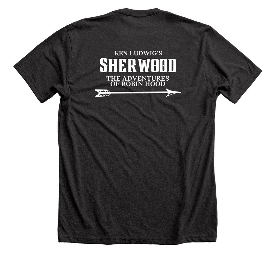 Sherwood Merch, a Dark Grey Heather Premium Unisex Tee (back-view)