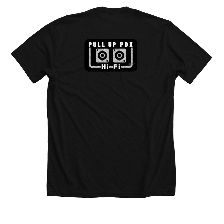 Pull Up PDX HiFi, a Solid Black Blend Premium Unisex Tee (back-view)