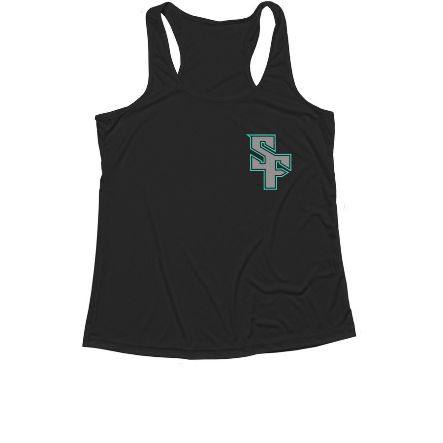 SF Front / Pirate Back Performance, a Black Women's Performance Tank