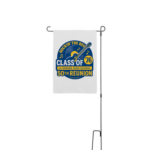 LMHS Matadors 50 Years Strong, a White 12" x 18" Yard Flag with Stake