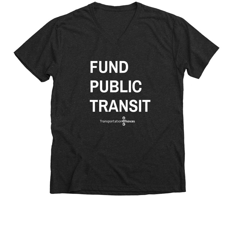 Fund Public Transit, a Dark Grey Heather Premium V-Neck Tee