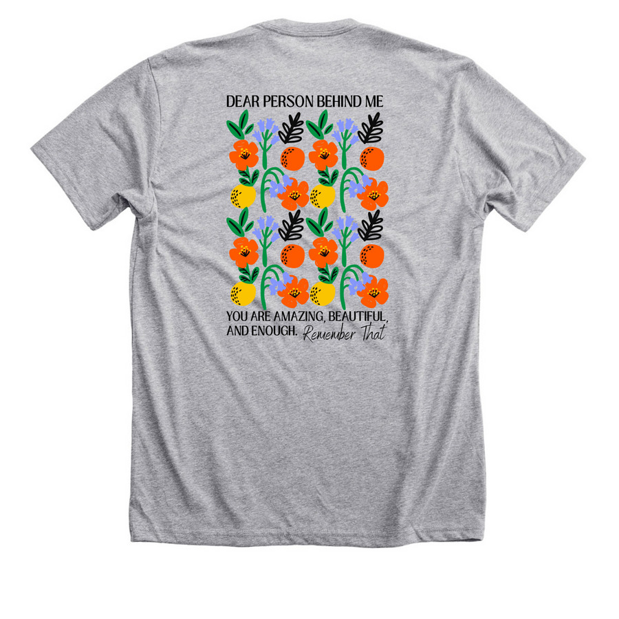 You Are Enough., a Athletic Heather Premium Unisex Tee (back-view)