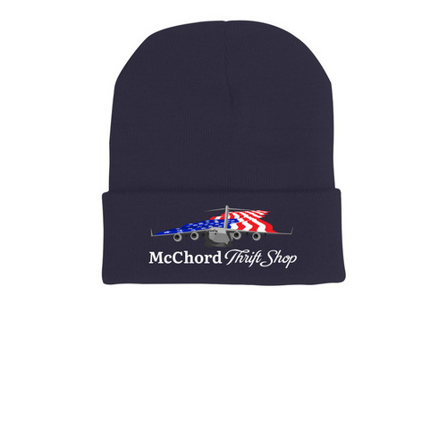 MTS Logo Beanie, a Navy Printed Cuffed Beanie