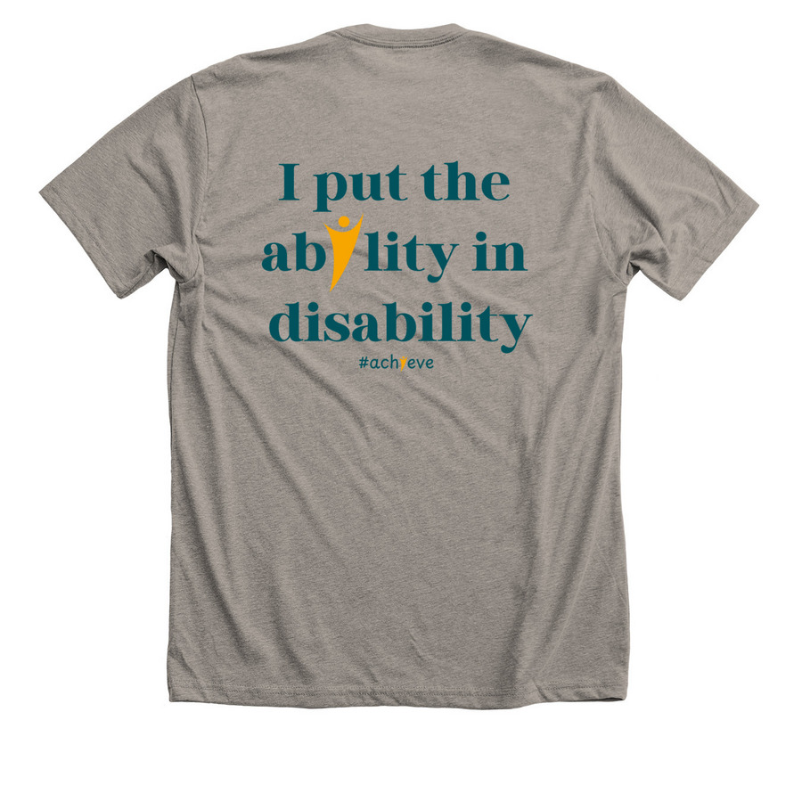 I put the ability in disability - ACA, a Heather Stone Premium Unisex Tee (back-view)