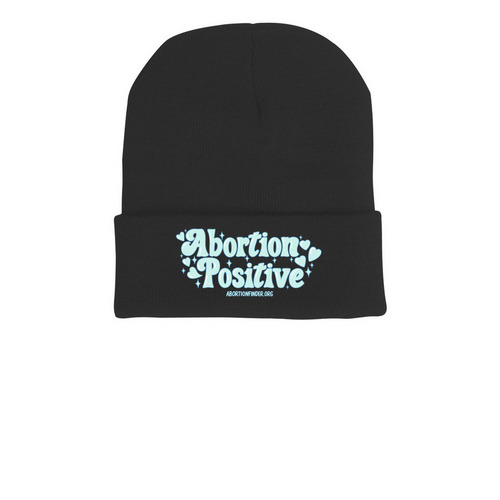 Abortion Positive Beanie, a Black Printed Cuffed Beanie