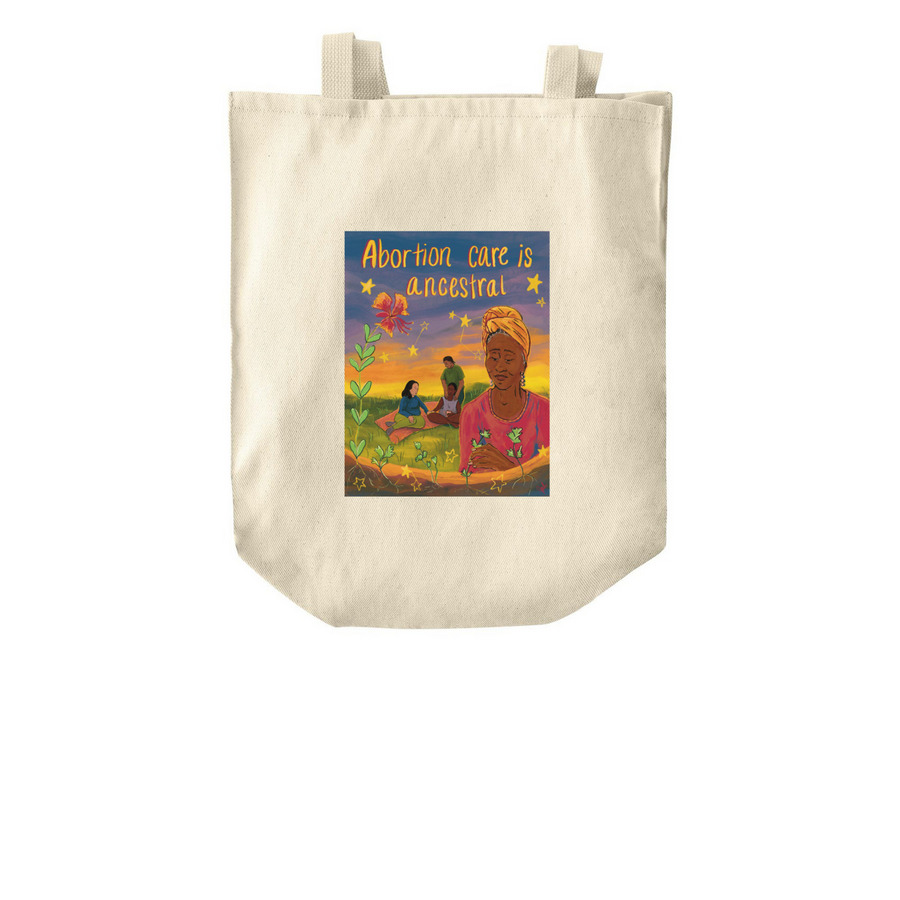 Abortion care is ancestral- Tote, a Natural Over-the-Shoulder Shopping Tote Bag