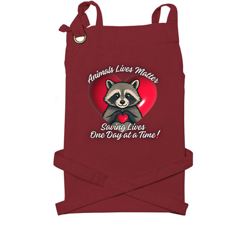 Animals Lives Matter of East Texas, a Burgundy Cotton Canvas Pocket Apron