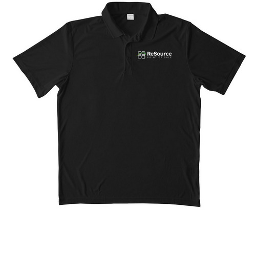 ReSource Point of Sale Apparel, a Black Unisex Performance Polo