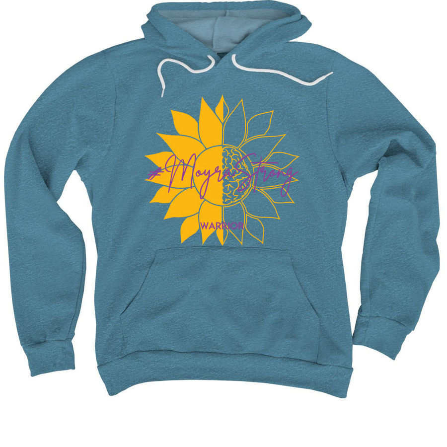 Warrior Front Sunshine Back, a Heather Deep Teal Premium Pullover Hoodie