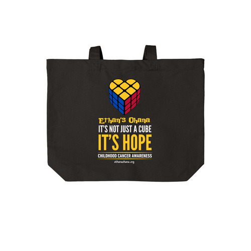 Ethan's Ohana 2026 Tote Bags, a Deep Black Cotton Canvas Tote Bag