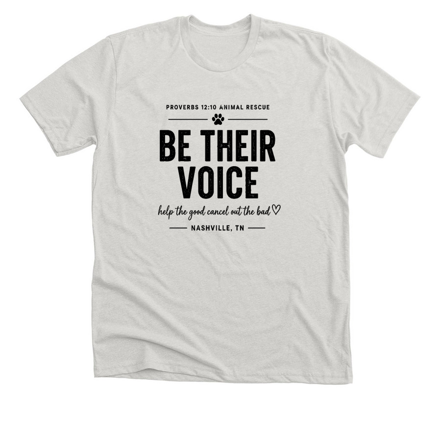 BE THEIR VOICE, a Heather Cement Premium Unisex Tee
