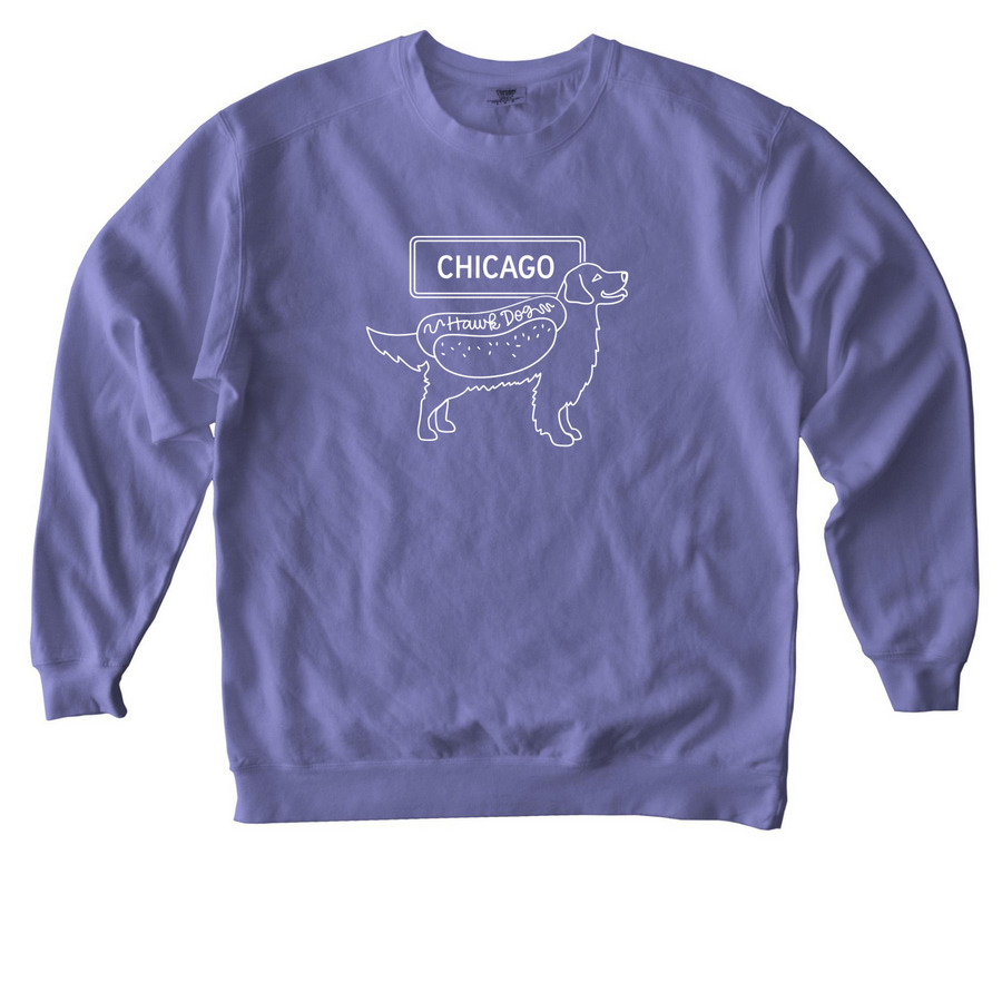 Chicago Hawk Dog outline, purples, a Violet Comfort Colors Crewneck Sweatshirt