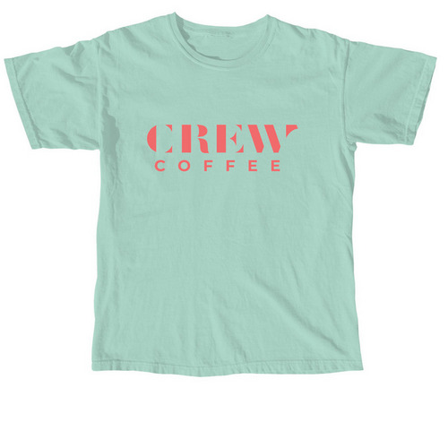Pink Crew Logo & Trolley, a Chalky Mint Comfort Colors Unisex Tee
