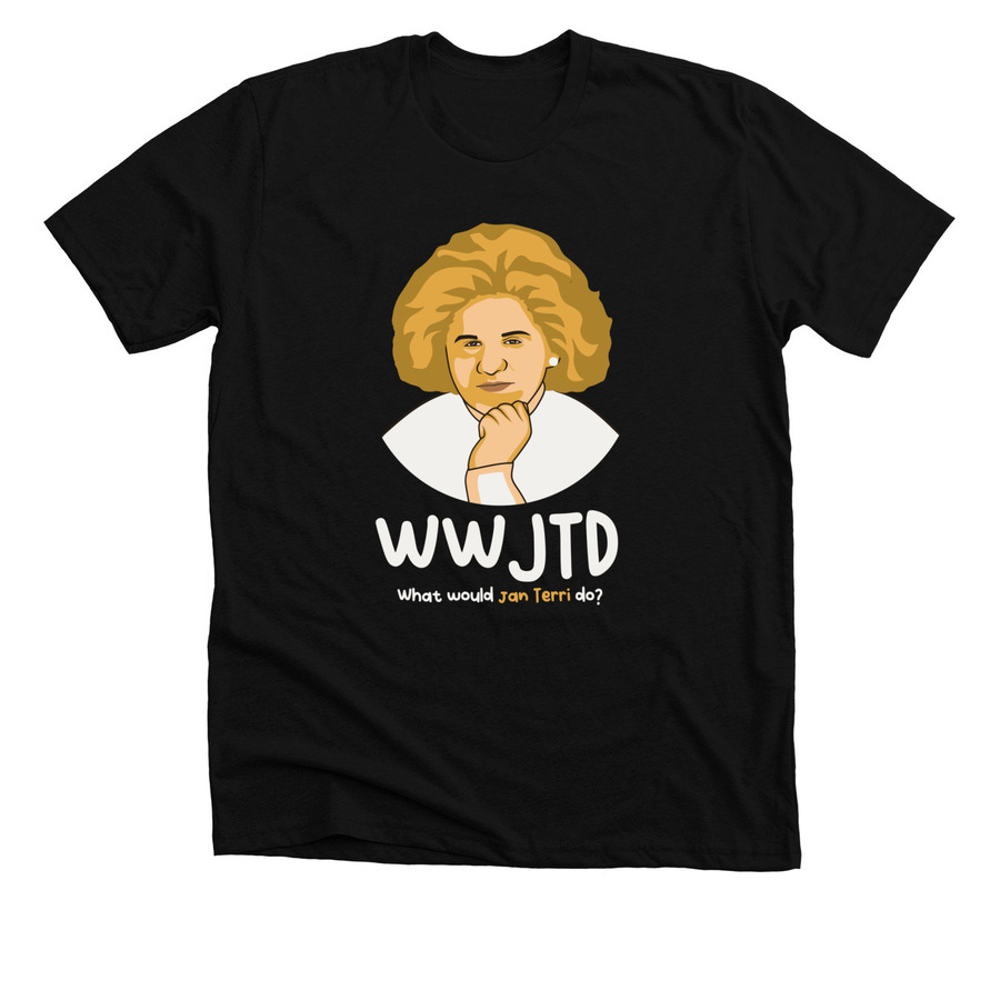 WWJTD, a Solid Black Blend Premium Unisex Tee