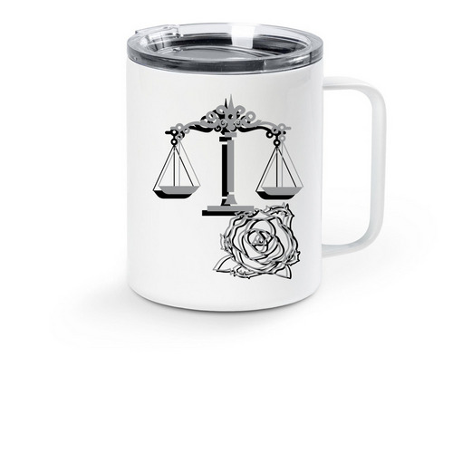 Libra Travel Mug, a White Stainless Steel Travel Mug