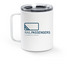 More Trains Travel Mug, a White Stainless Steel Travel Mug (back-view)