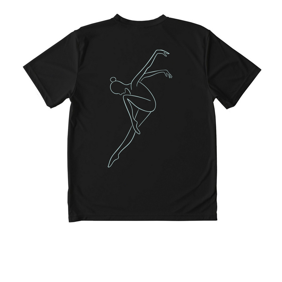 Youth Performance Athletic Tee, a Black Youth Performance Tee (back-view)