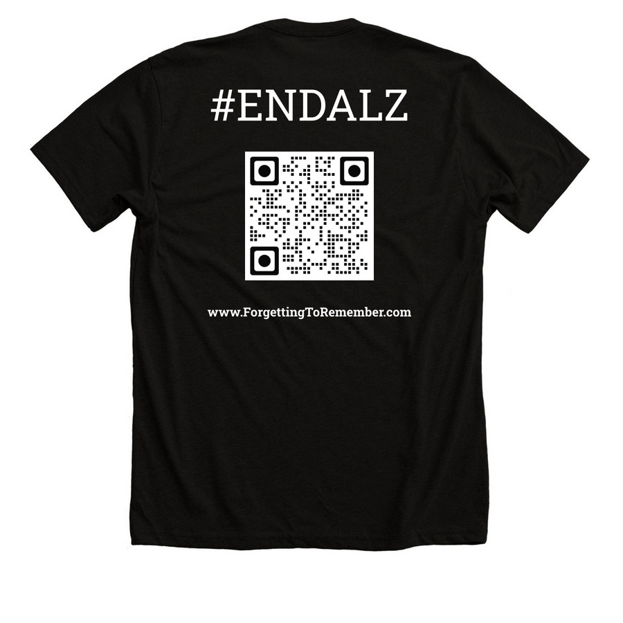 Kick Alzheimer's in the Balzheimer's, a Solid Black Blend Premium Unisex Tee (back-view)