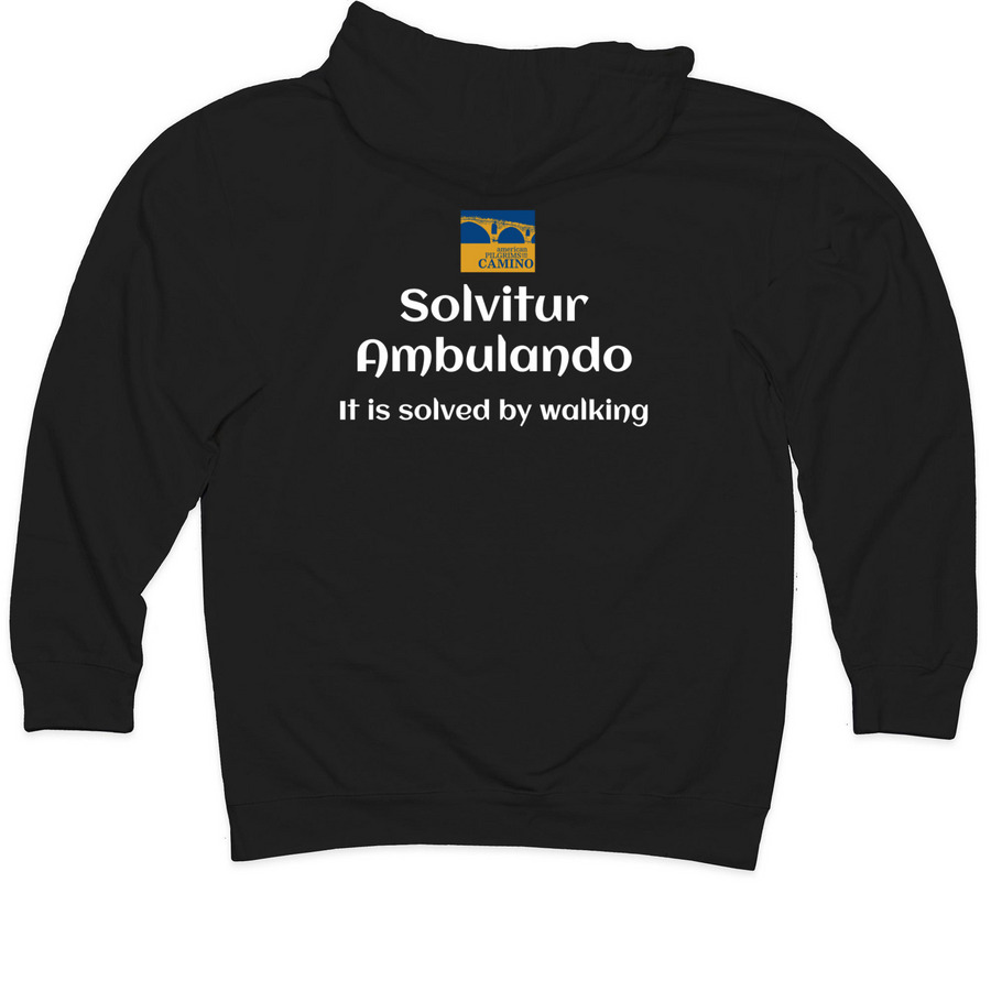 Okies on Camino Chapter, a Black Midweight Pullover Hoodie (back-view)
