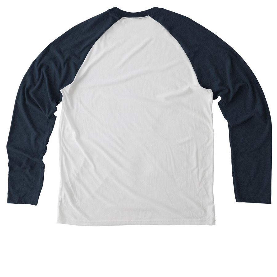 Baseball Tee, a Rebel Blue/ Bright White Allmade Eco Triblend Colorblock Raglan Long Sleeve Tee (back-view)
