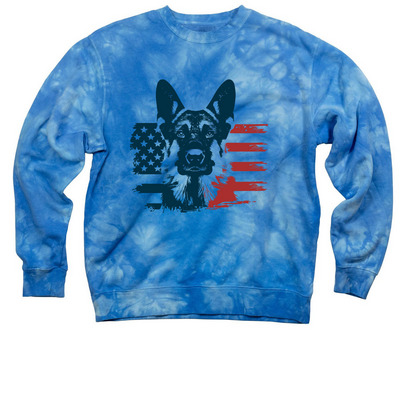 WPGSR ~ Star, Stripes & SHEPS Line, a Aqua Blue Tie Dye Crewneck Sweatshirt