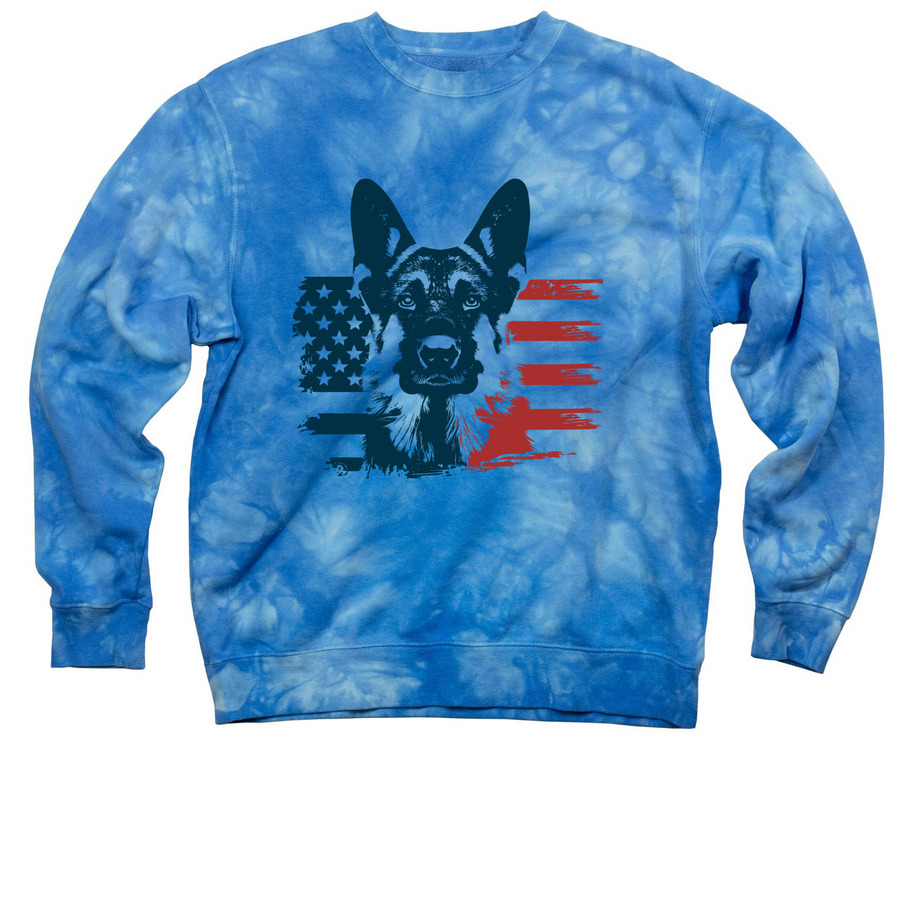 WPGSR ~ Star, Stripes & SHEPS Line, a Aqua Blue Tie Dye Crewneck Sweatshirt