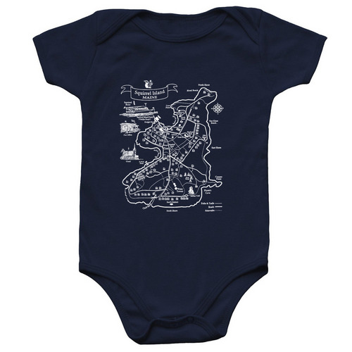 2026 Squirrel Island Map Onesie, a Navy Infant Onesie